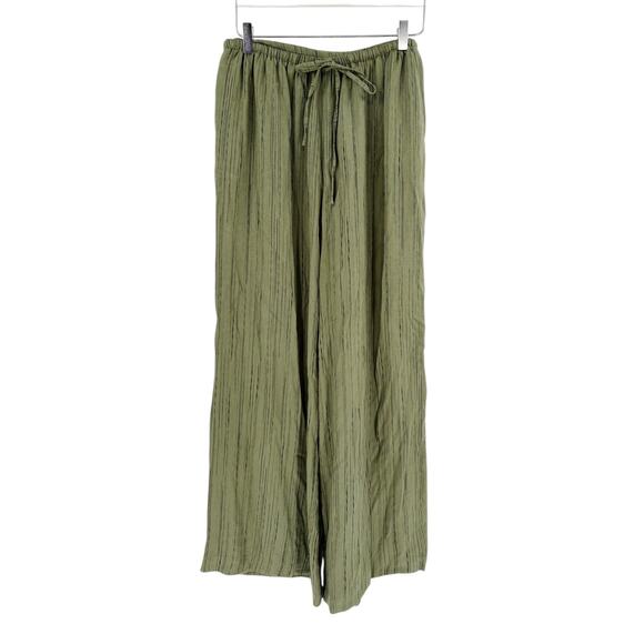 OGL Pants Size L Summer Classic Striped Wide Leg Pant Pockets Sweet Green Stripe - Picture 4 of 9